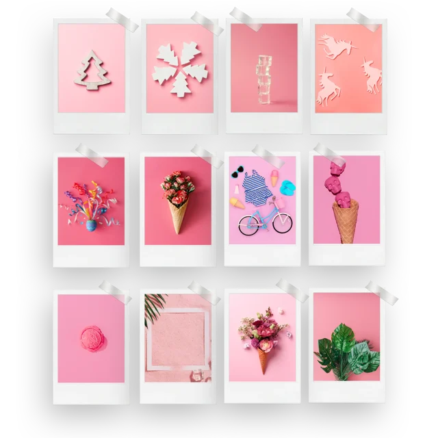 Pink Abstract Prints Set of 12