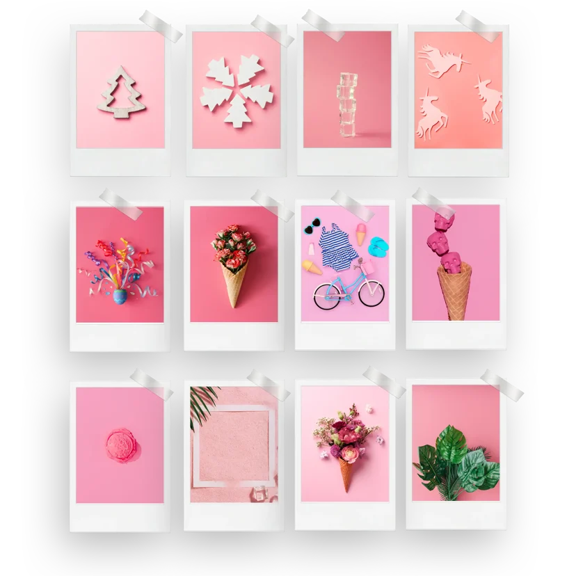 Pink Abstract Prints Set of 12