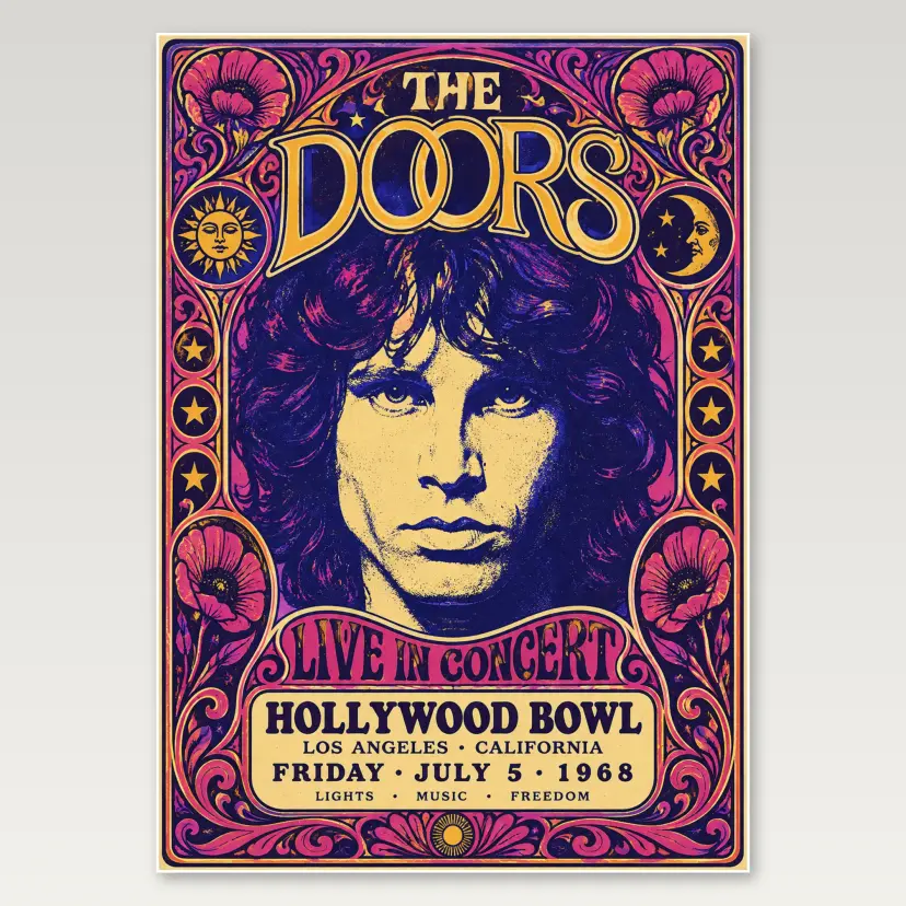 Doors Psychedelic Face A4 Poster