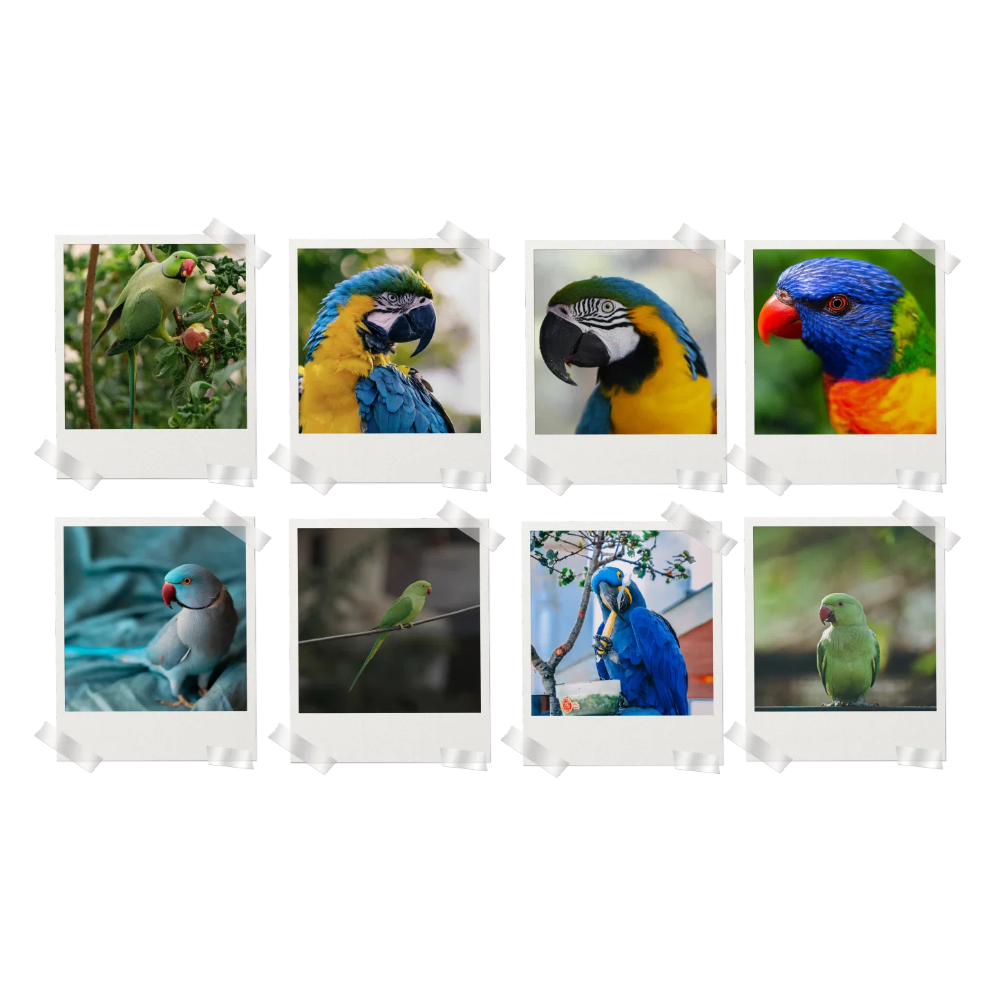 Parrots Prints Set of 8