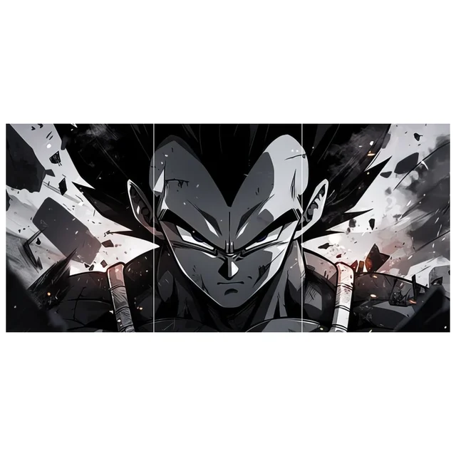 Vegeta Monochrome Art Split Poster (Set of 3)