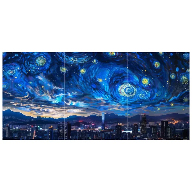 Cityscape Starry Night Split Poster (Set of 3)