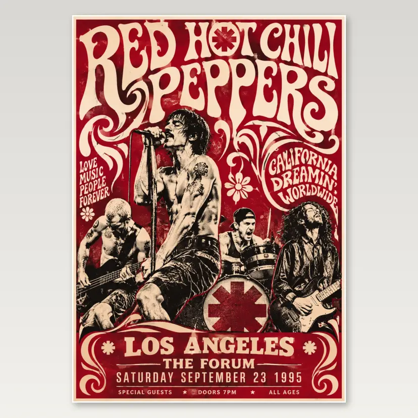 Red Hot Chili Peppers Tour A4 Poster
