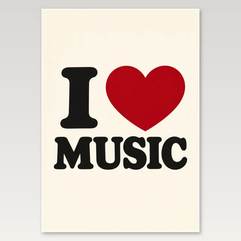 I Love Music Heart A4 Poster