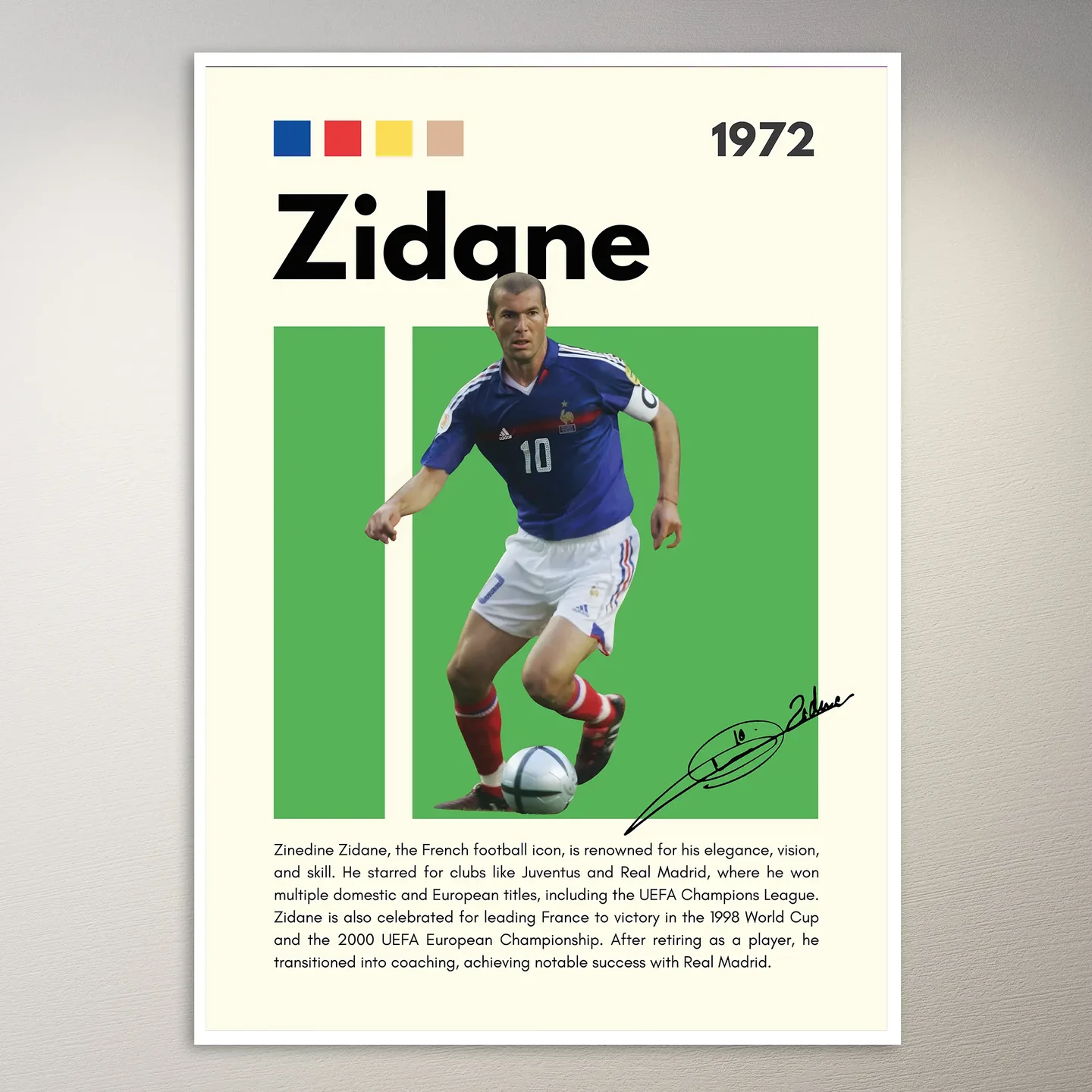 Zidane French Football Icon Poster