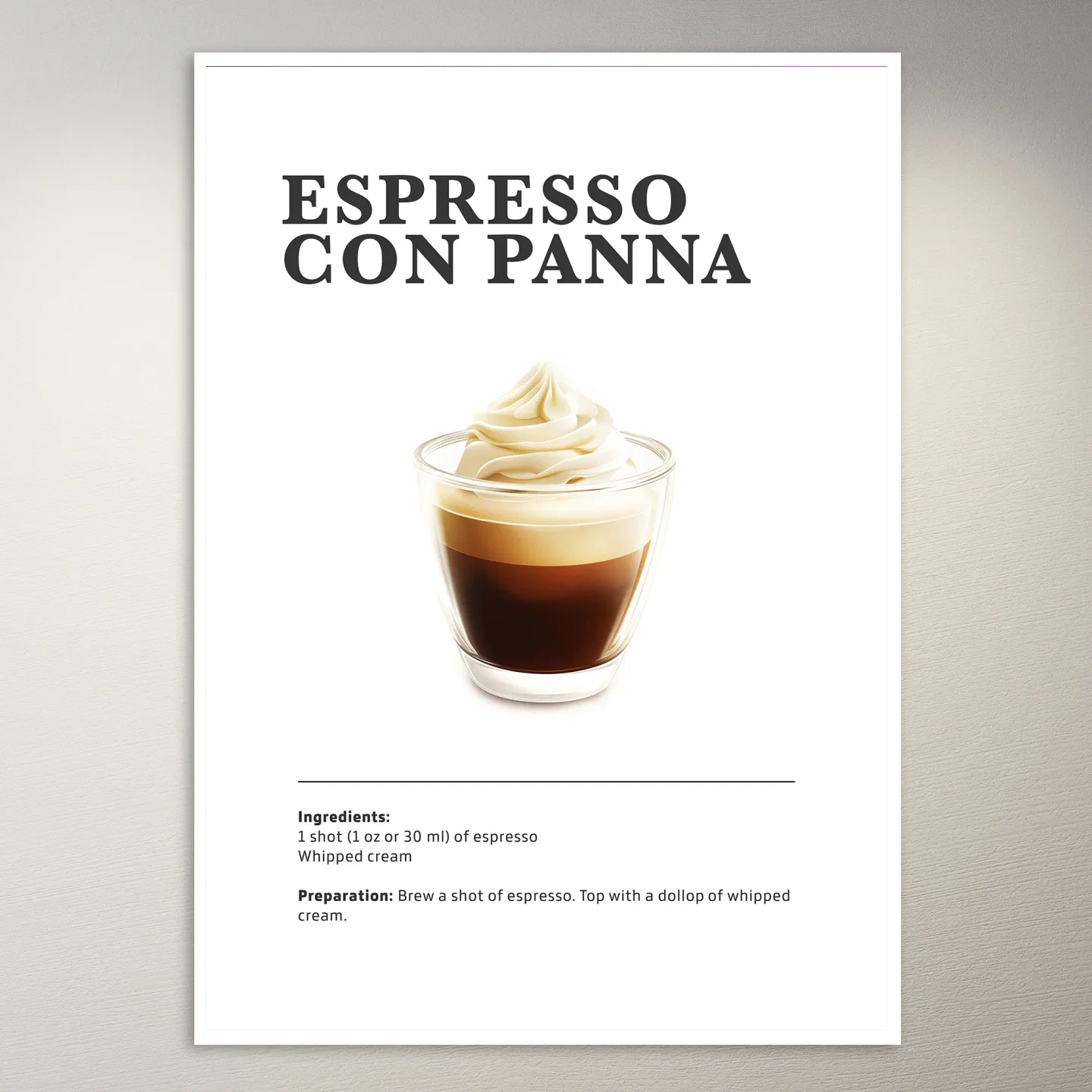 Espresso Con Panna Drink Poster