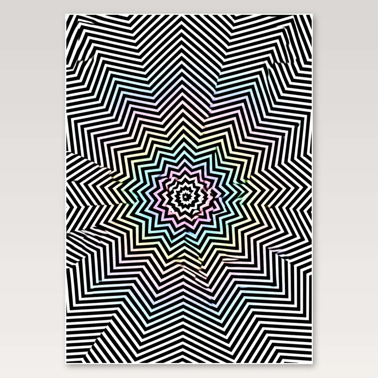 Monochrome Zigzag Mandala A4 Poster mockup