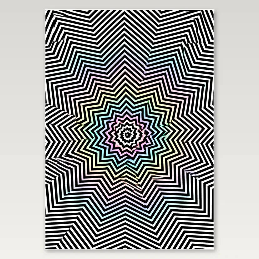 Monochrome Zigzag Mandala A4 Poster