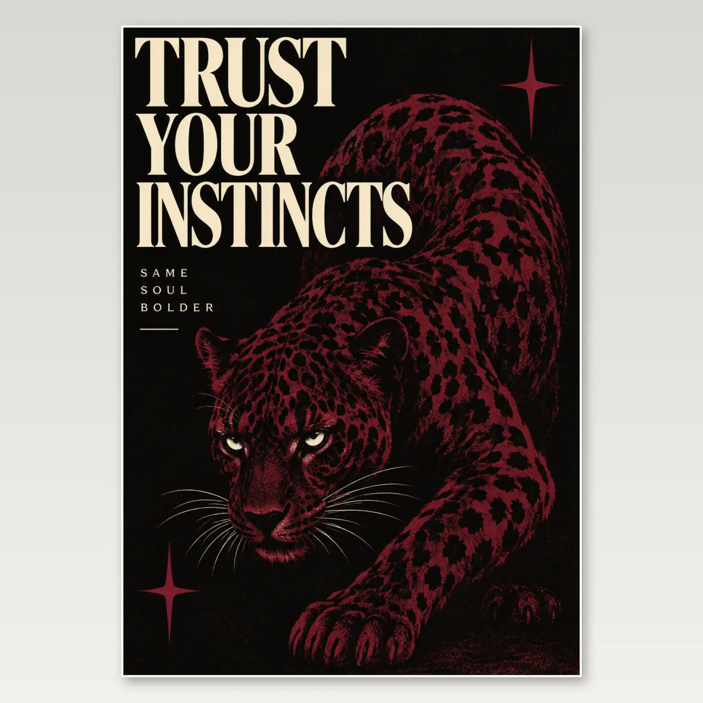 Burgundy Leopard A4 Poster mockup