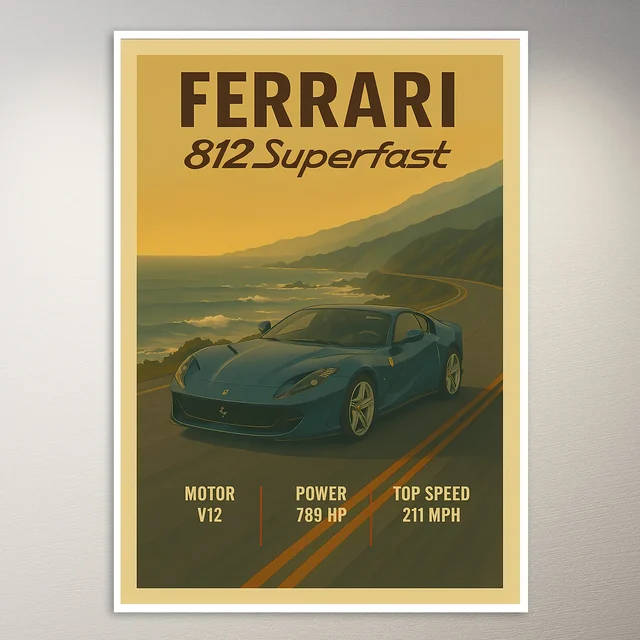 Ferrari 812 Superfast Car Poster