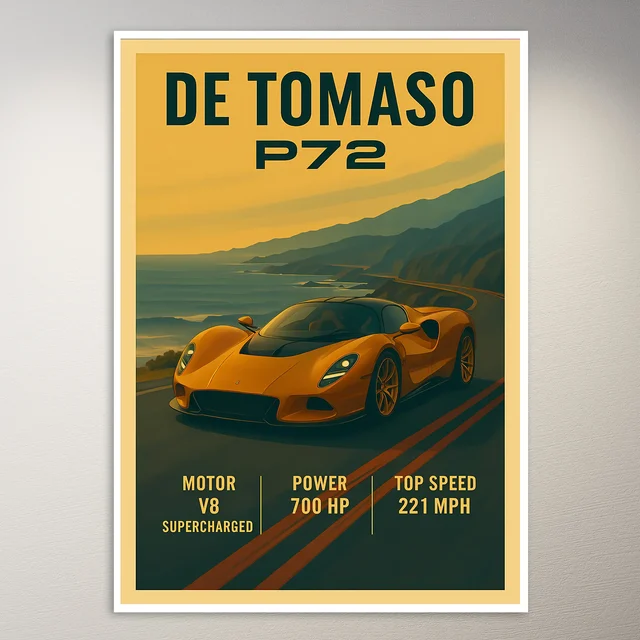 De Tomaso P72 Sports Car Poster