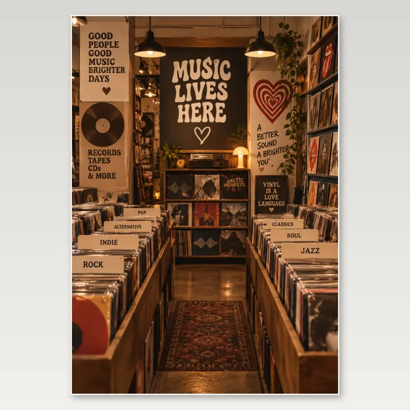 Vintage Record Shop A4 Poster