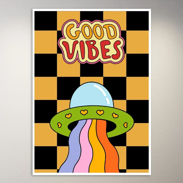 Good Vibes and Rainbow UFO Poster