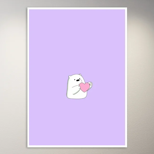 Panda with a heart | Cute Lilac Aesthetic Poster