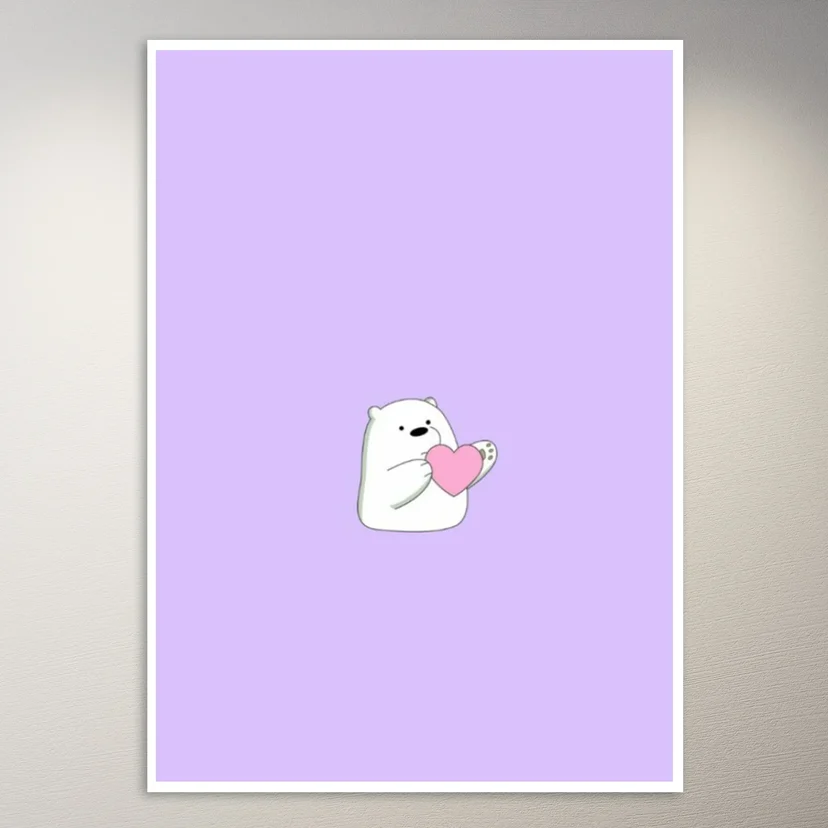 Panda with a heart | Cute Lilac Aesthetic Poster