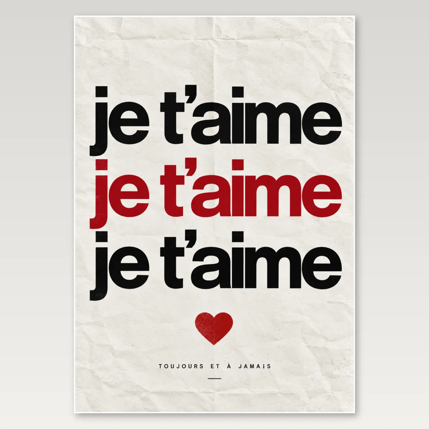 Je Taime Repeated A4 Poster mockup