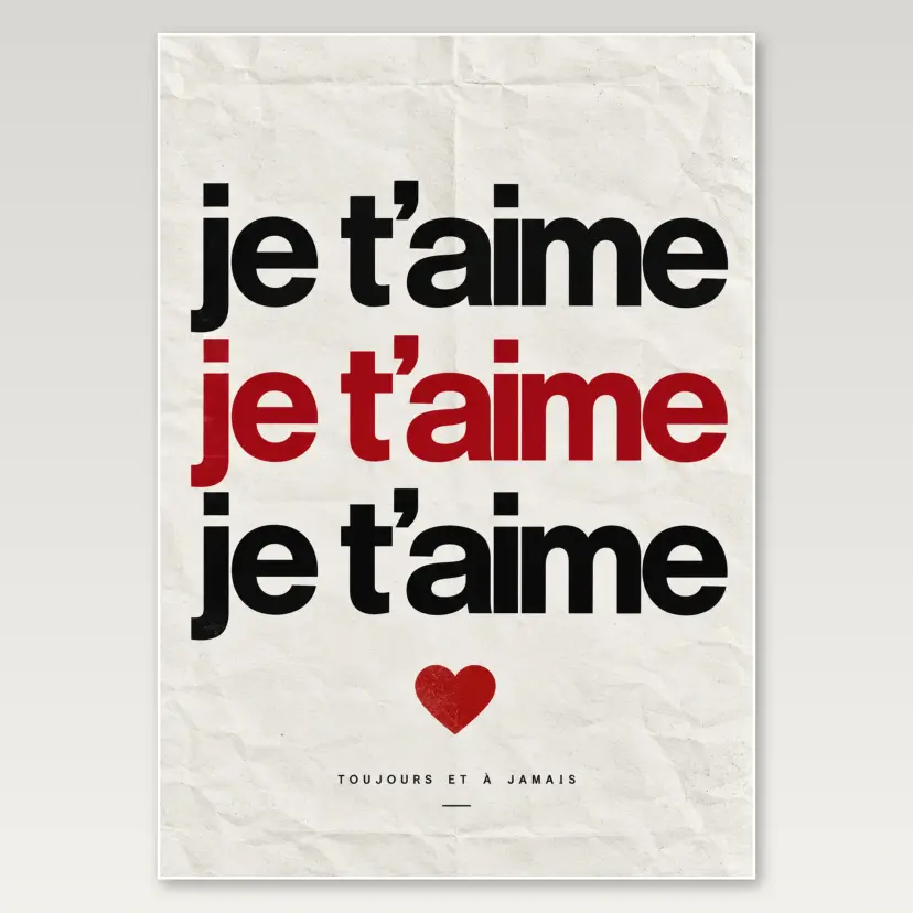 Je Taime Repeated A4 Poster
