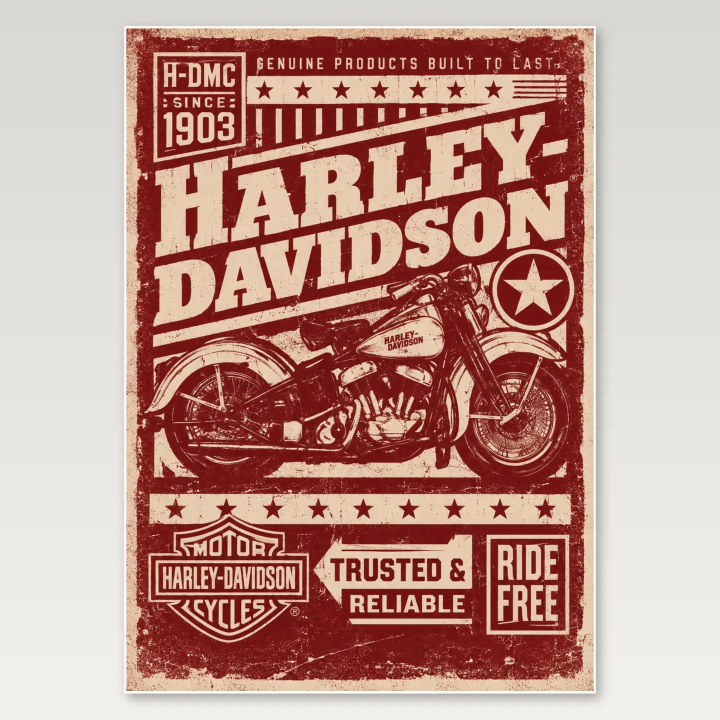 Harley Davidson Heritage A4 Poster mockup