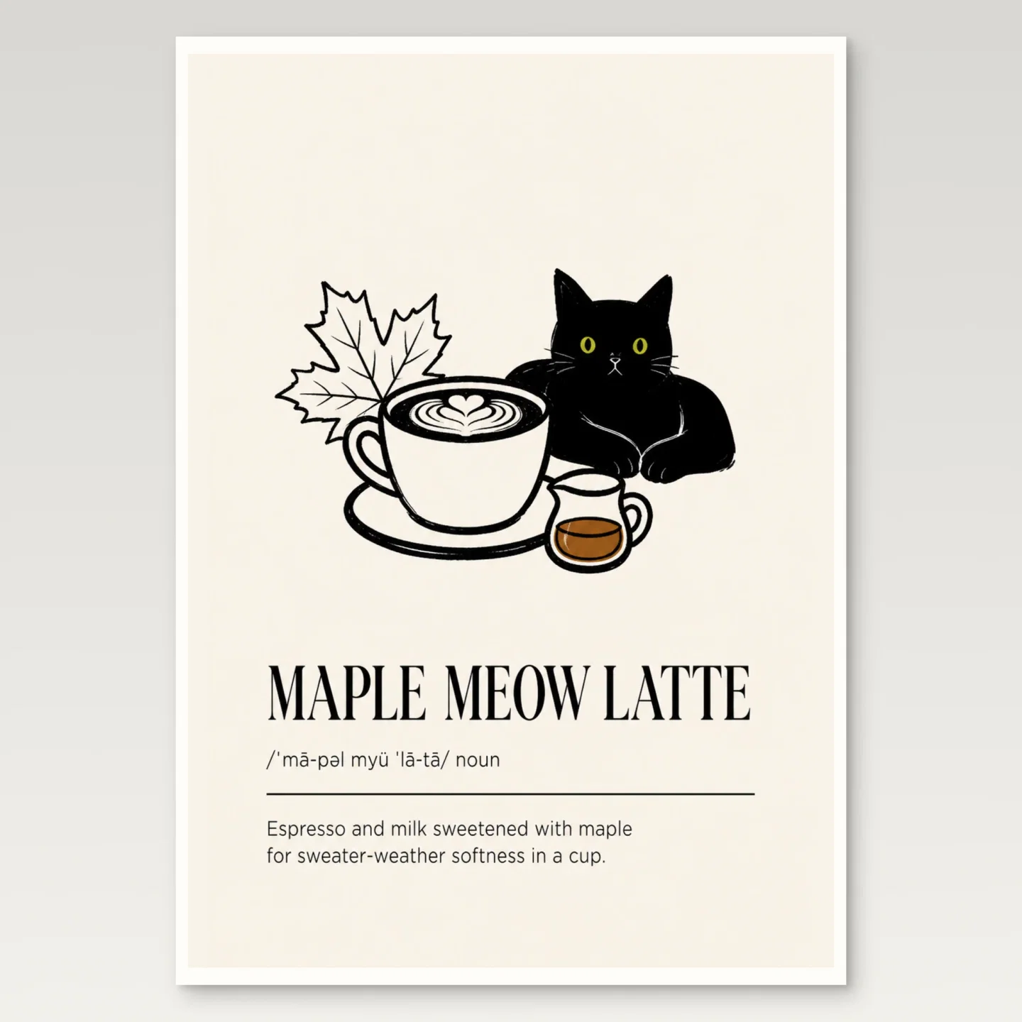 Maple Meow Latte Poster mockup