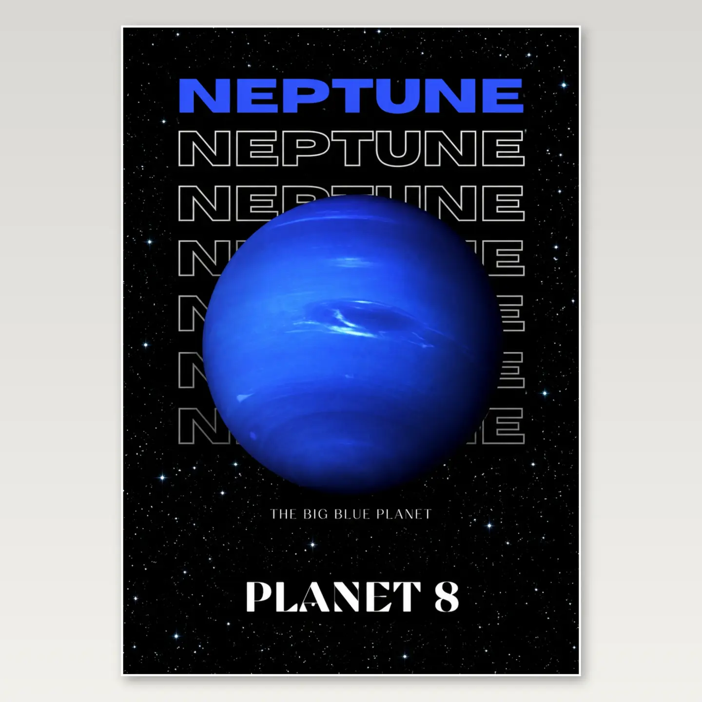 Neptune Planet A4 Poster mockup