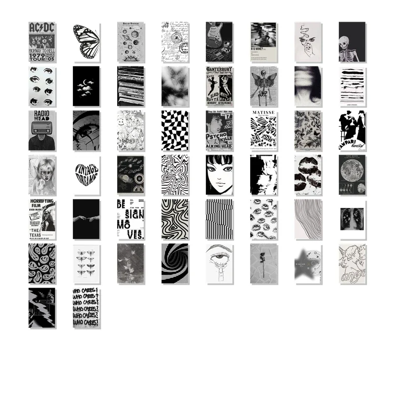 Dark Grunge Aesthetic Posters Set of 50 Collage Kit