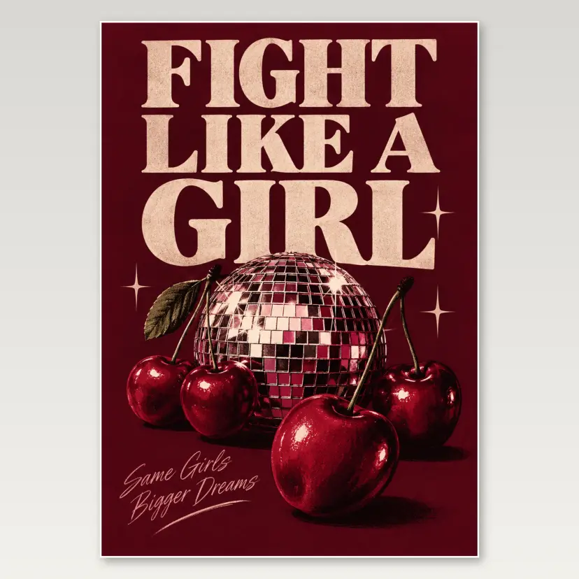 Fight Like A Girl Cherry A4 Poster