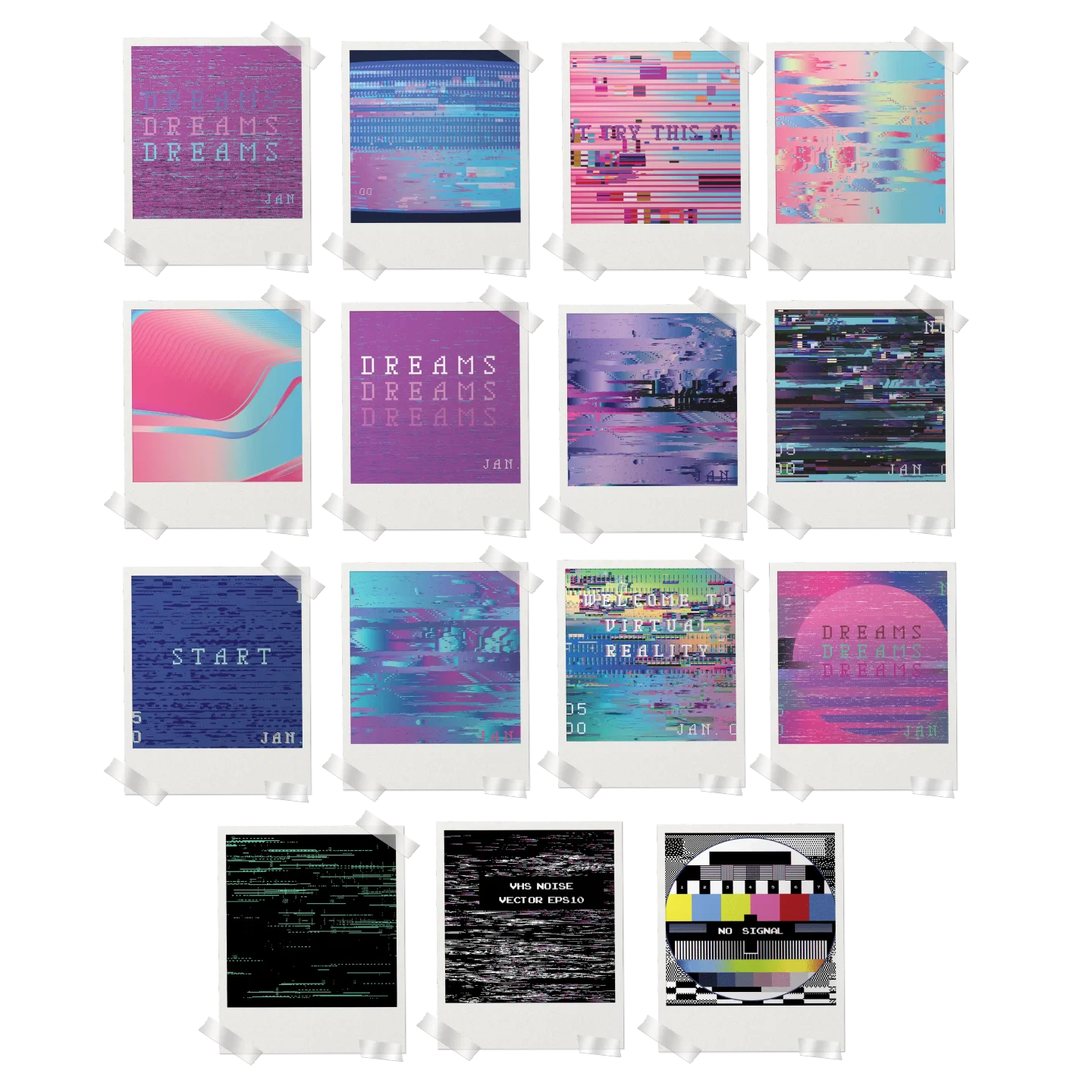 VHS Aesthetic Prints Set of 15