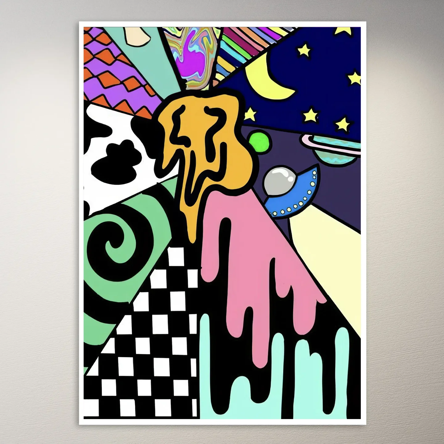 Abstract Art with Checkered Patterns Poster