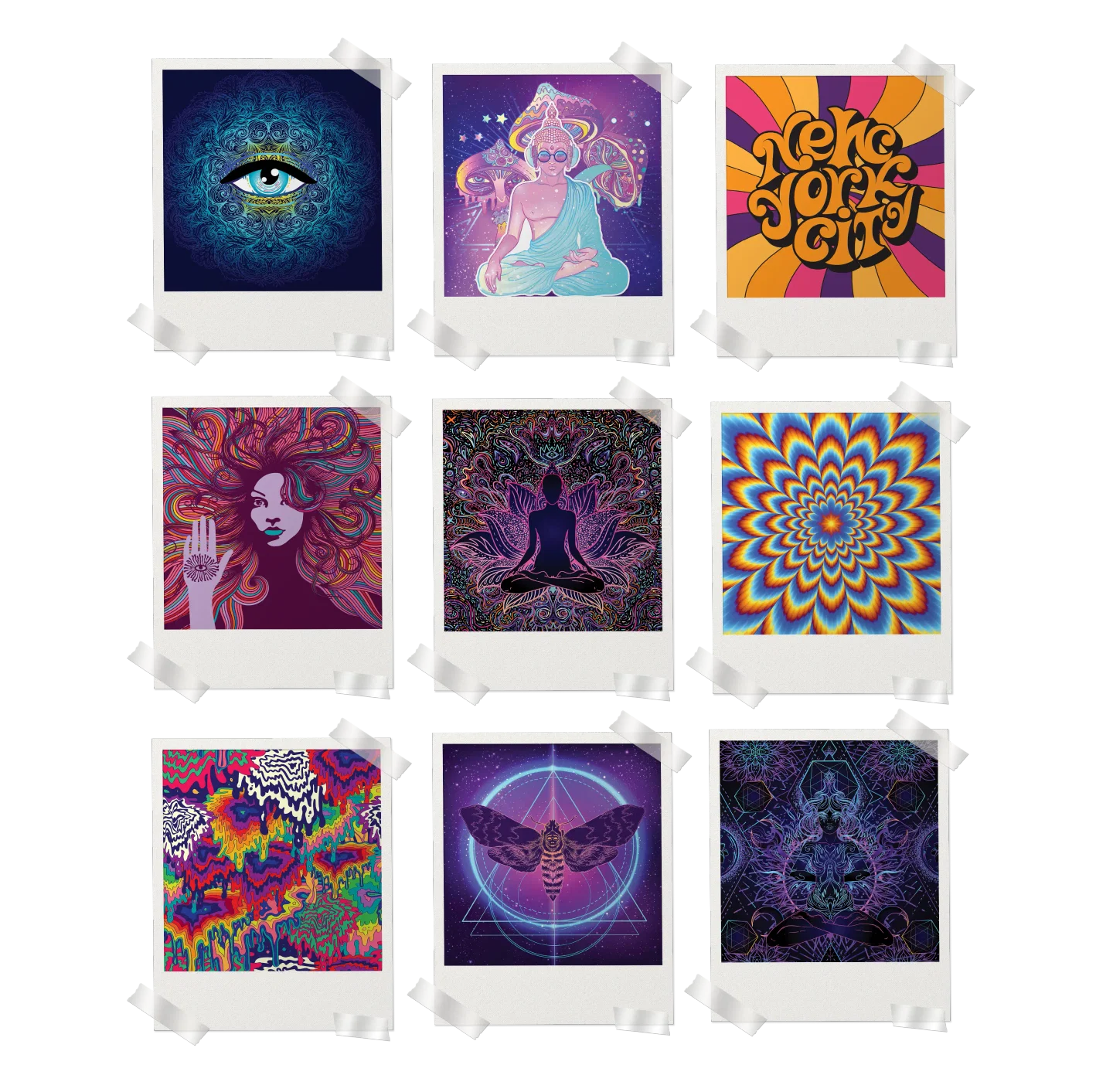 Psychedelic Aesthetic Set of 9