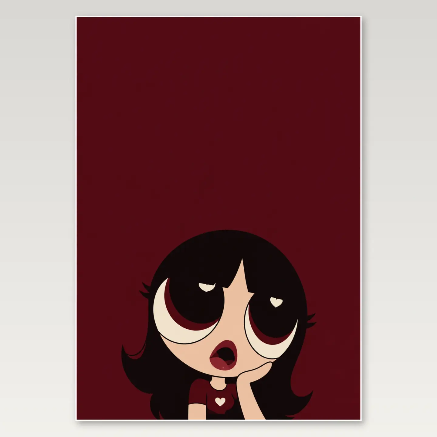 Burgundy Powerpuff Noir A4 Poster mockup