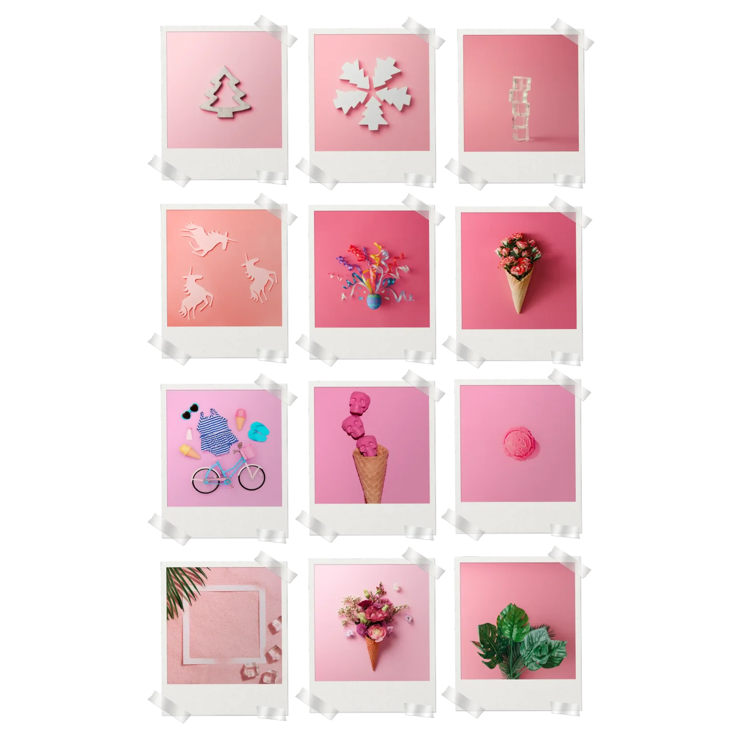 Pink Abstract Prints Set of 12