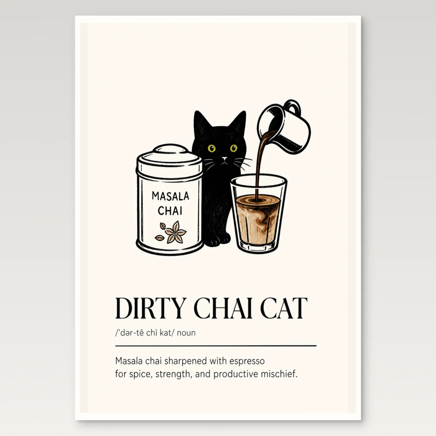 Dirty Chai Cat Poster mockup