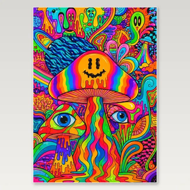 Psychedelic Mushroom Trip A4 Poster