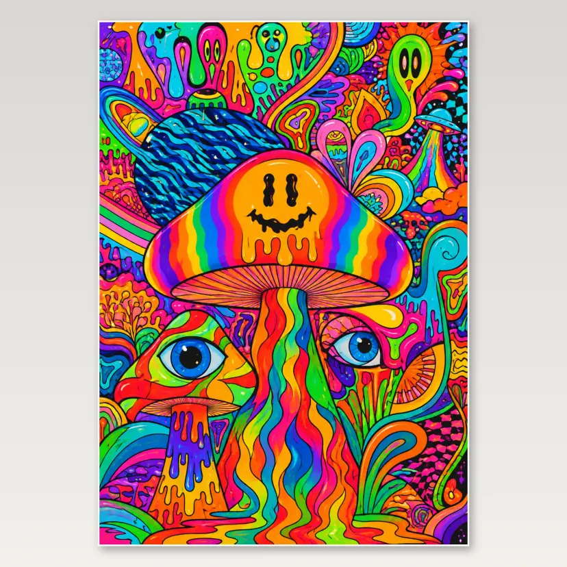 Psychedelic Mushroom Trip A4 Poster