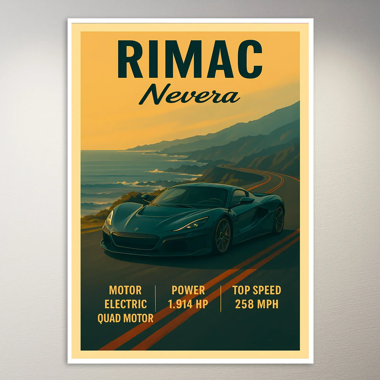 Rimac Nevera Sports Car Poster