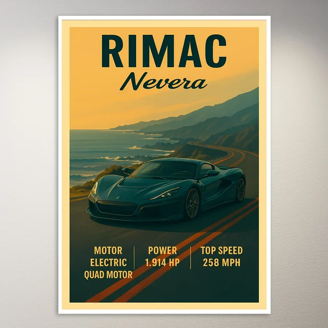 Rimac Nevera Sports Car Poster
