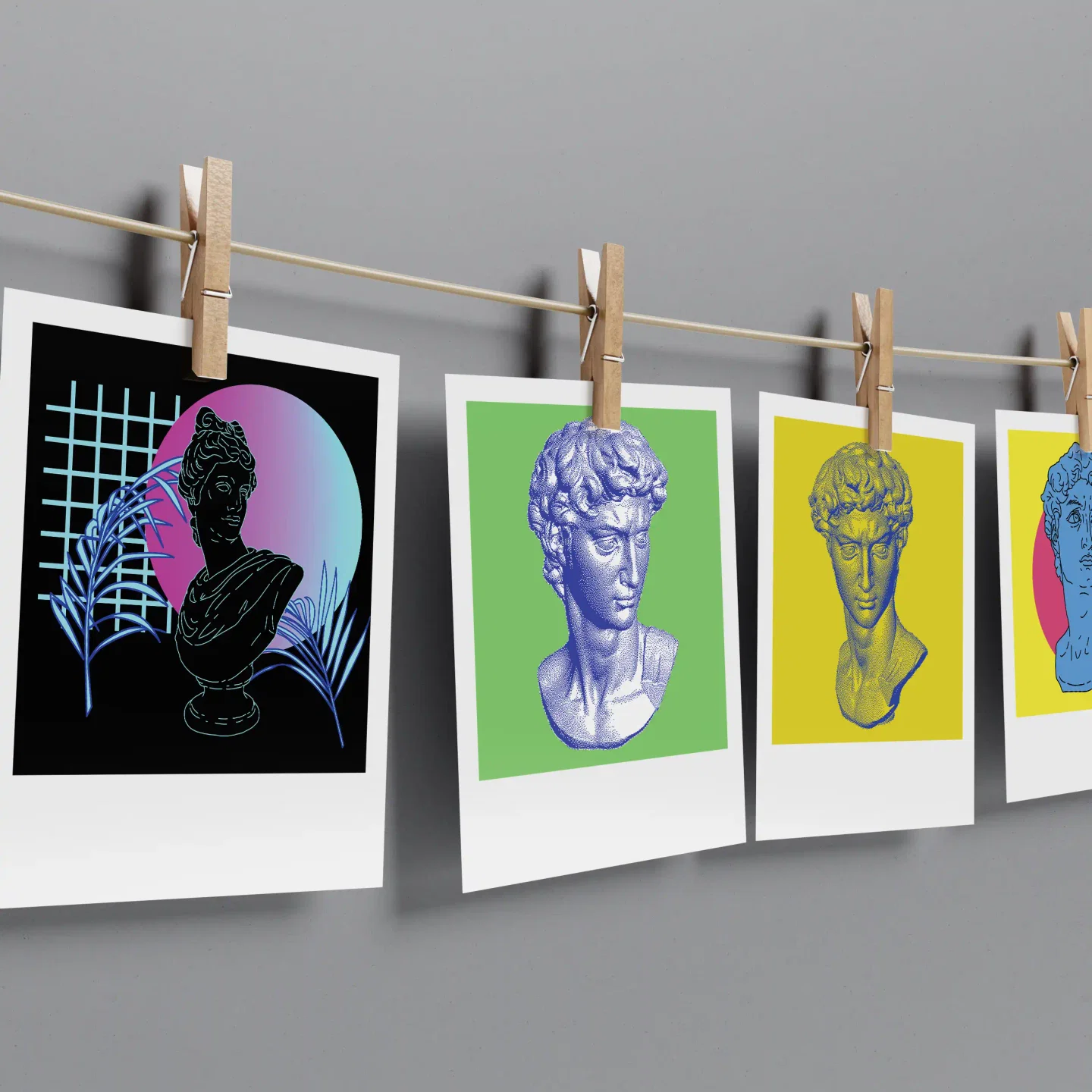 Vaporwave Statue Aesthetic Prints Set of 12