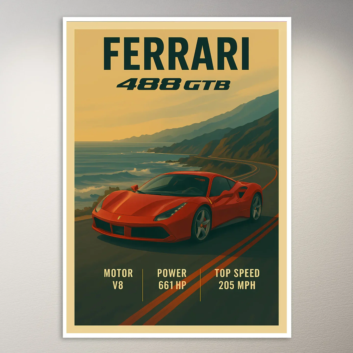 Ferrari 488 GTB Poster