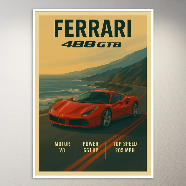 Ferrari 488 GTB Poster
