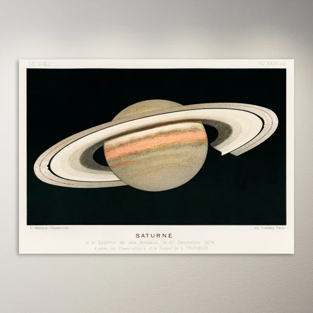 Saturn and Its Rings, December 1874 Poster