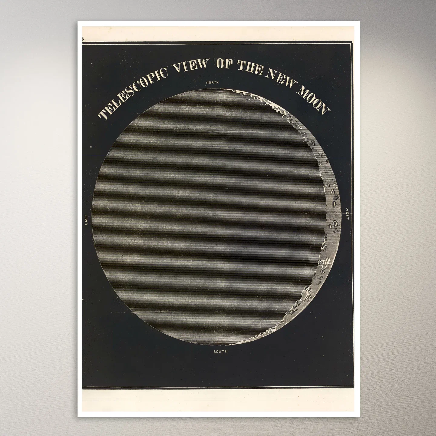 Telescopic view of the new Moon (1850) Astronomy Poster
