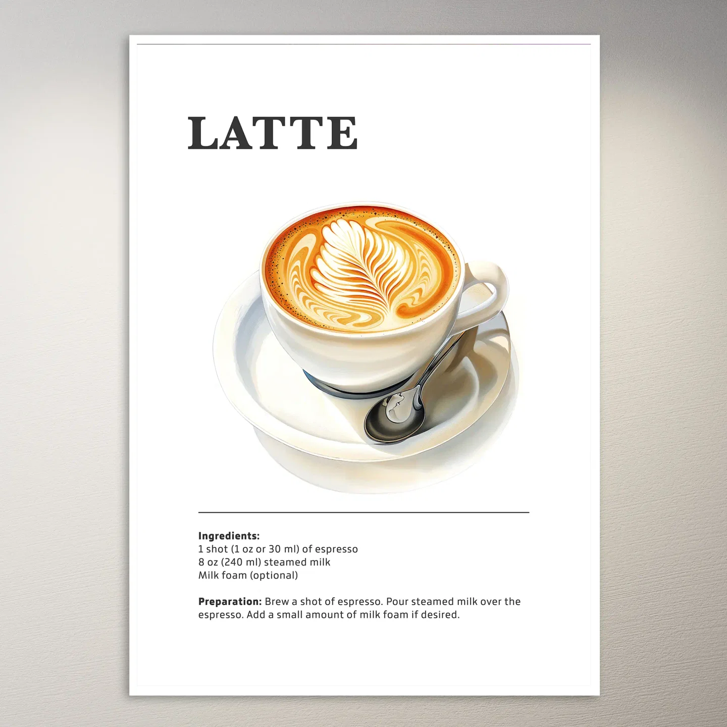 Latte Art Coffee Cup Poster