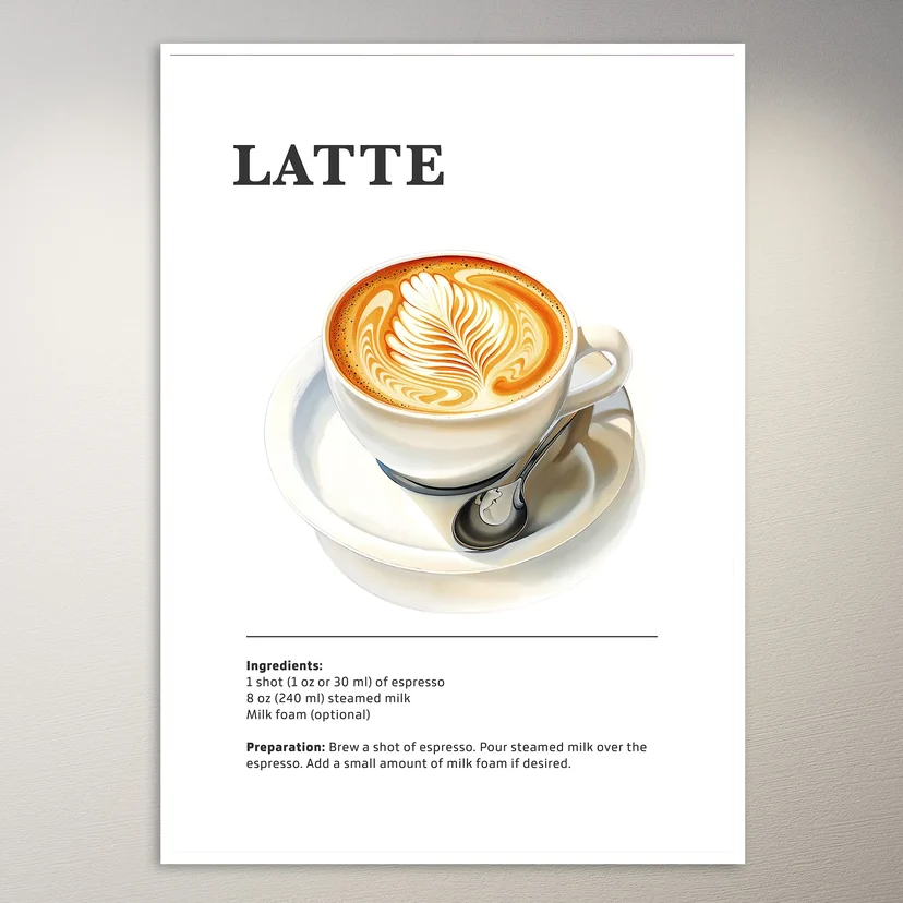 Latte Art Coffee Cup Poster