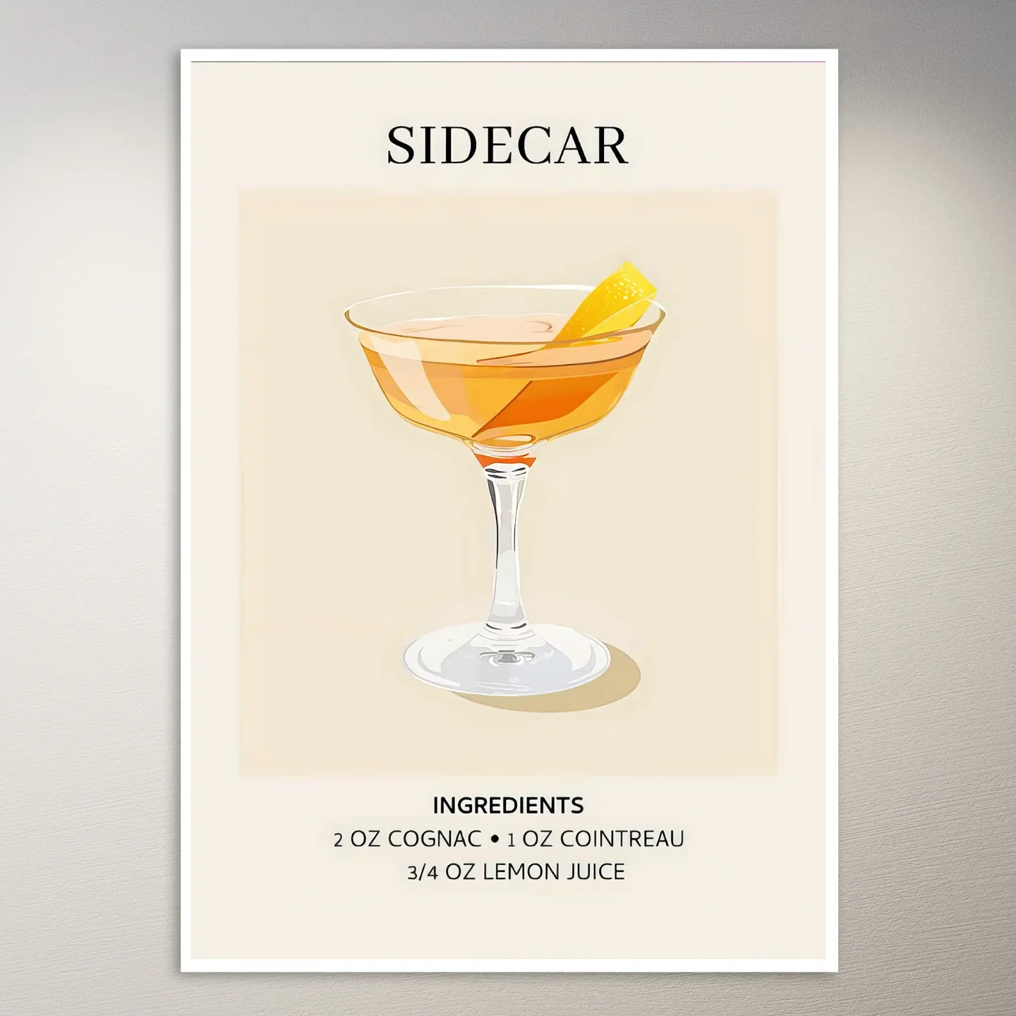 The Sidecar Cocktail Recipe Poster