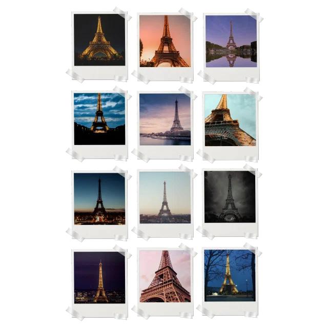 Eiffel Tower Prints Set of 12