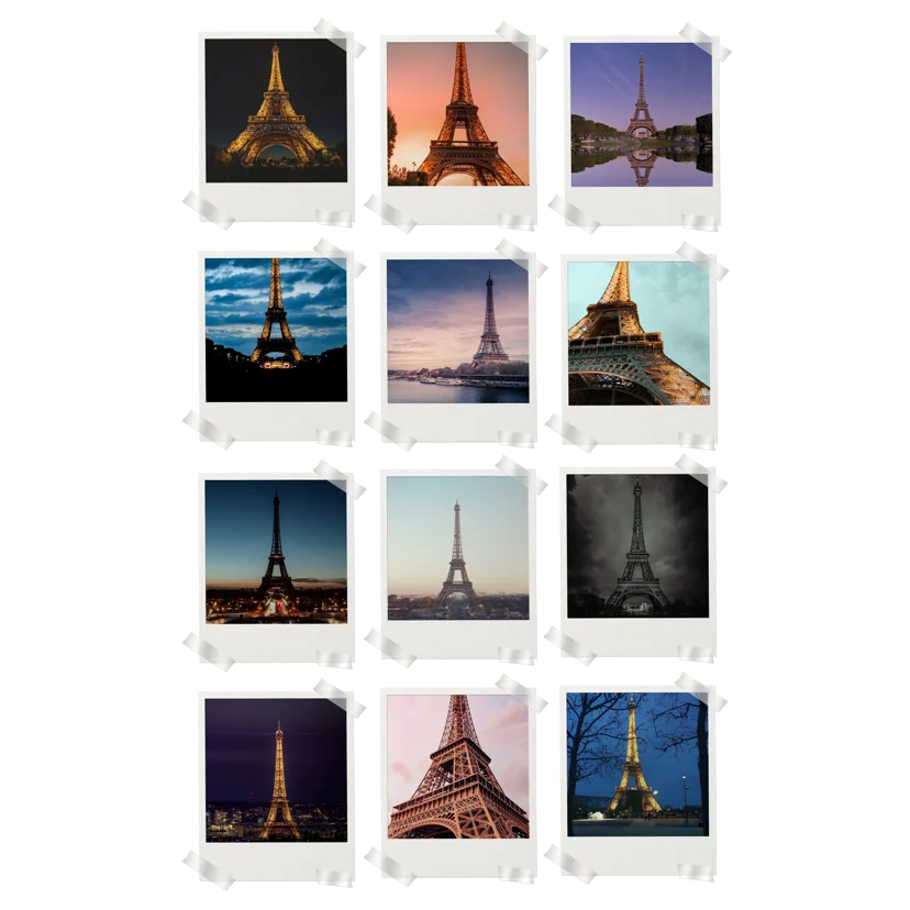 Eiffel Tower Prints Set of 12
