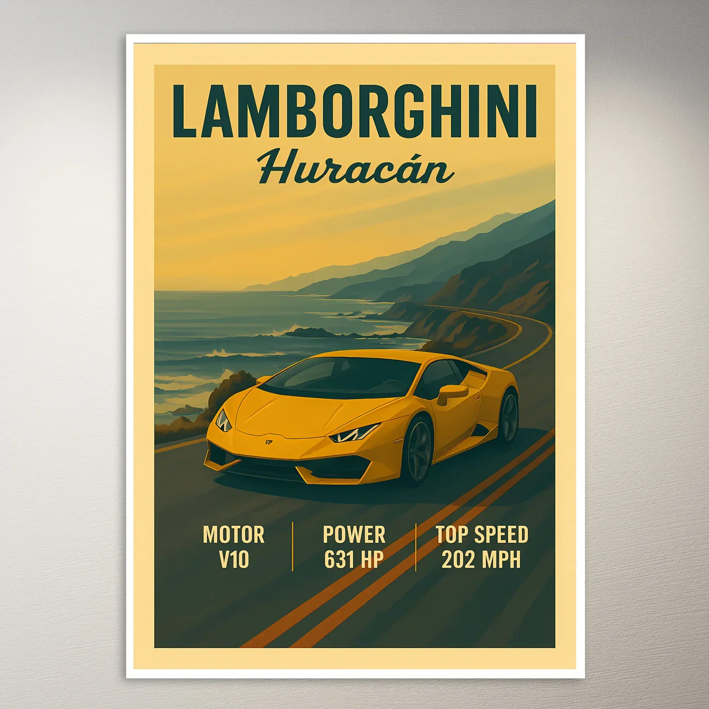 Lamborghini Huracan Coastal Drive Poster