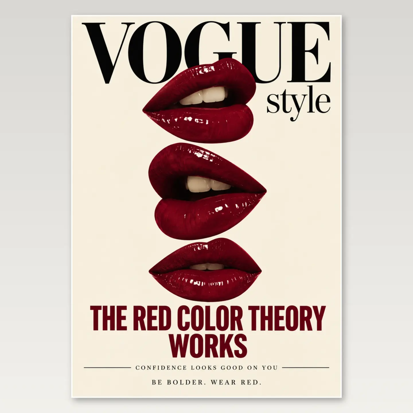 Red Color Theory Lips A4 Poster mockup