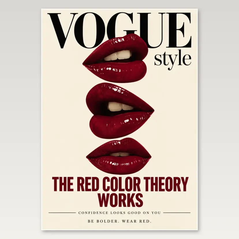 Red Color Theory Lips A4 Poster