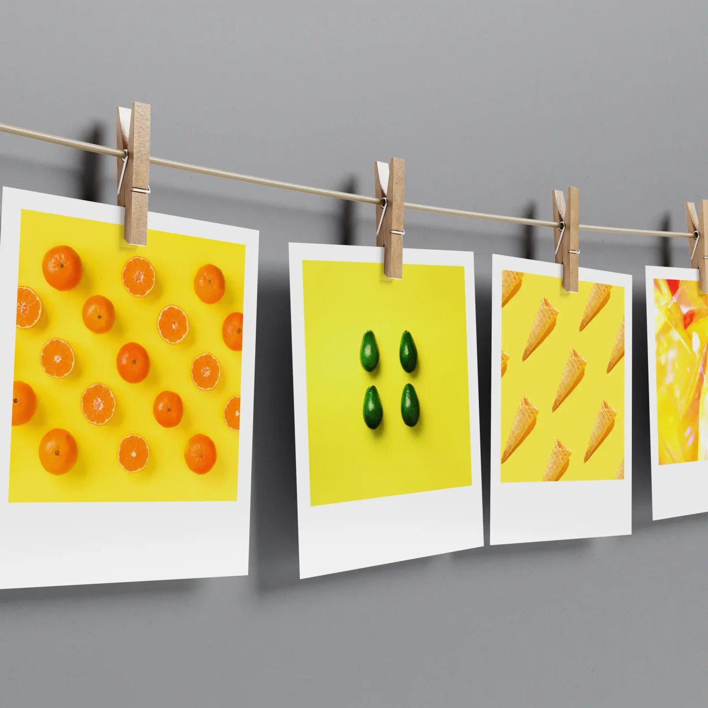 Yellow Abstract Prints Set of 12